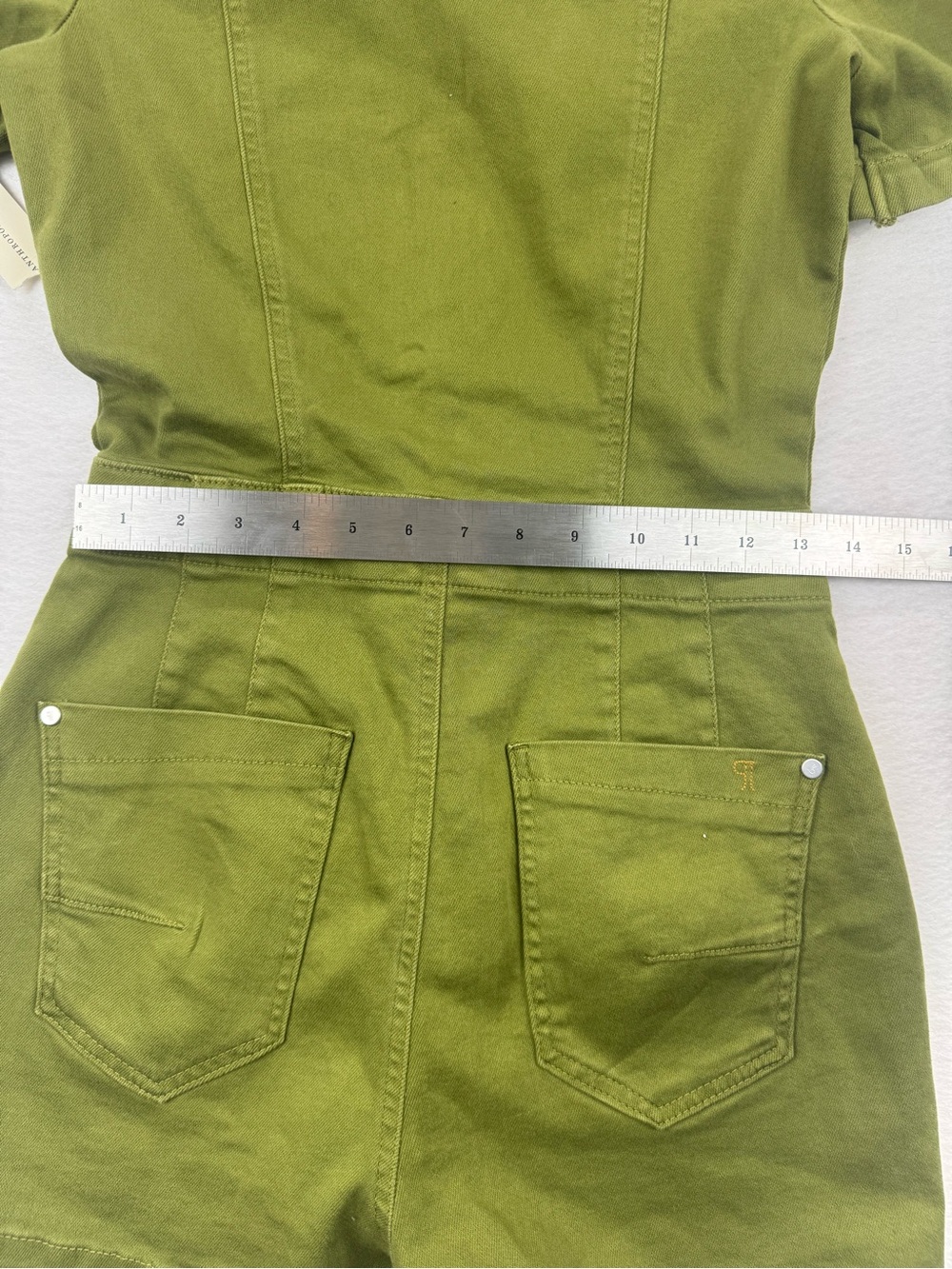 NWT Pilcro by Anthropologie Utility Romper Shorts Jumpsuit Moss Green Size 4 - Picture 7 of 10